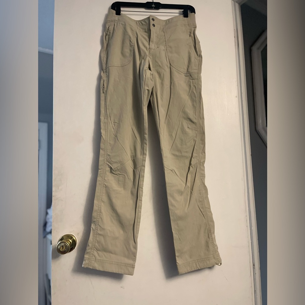 Athleta Khaki Beige Zip Button PullOn Trekkie Hiking Walking Pocket Nylon Pant 6 - Picture 6 of 13